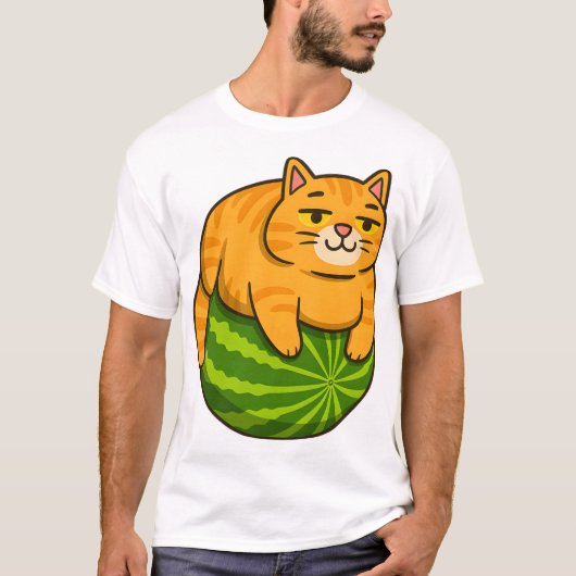 T-shirt Chat dodu sur maillot de chemise mème pastèque (Devant)
