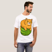 T-shirt Chat dodu sur maillot de chemise mème pastèque (Devant entier)