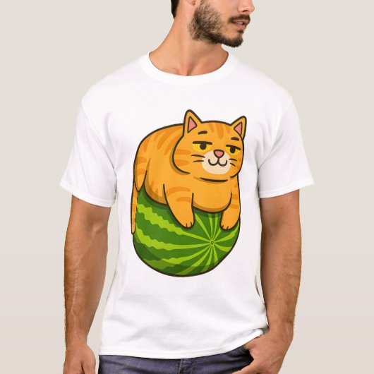 T-shirt Chat dodu sur maillot de chemise mème pastèque (Devant)