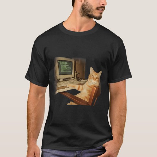 T-shirt Chat d'ordinateur rétro drôle science mème hommes (Devant)