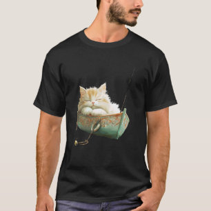T-shirt Chat dormant dans un bateau orné de détente