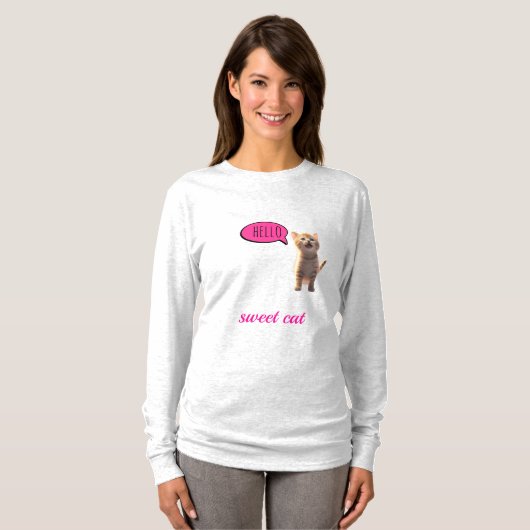 T-shirt Chat Douce Manches Longues (Devant entier)