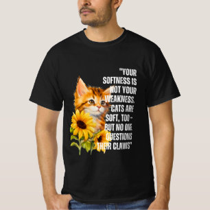 T-shirt Chat "doux mais fort" avec Citation de tournesol T