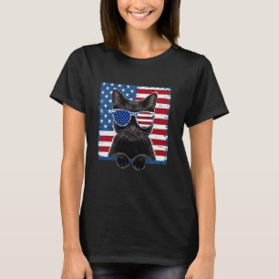 T-shirt Chat Drapeau Américain Patriotique 4 Juillet Femme