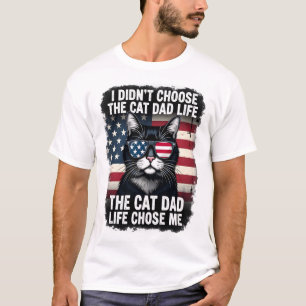 T-shirt Chat Drapeau Américain Vintage Papa Fête des Pères