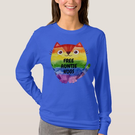 T-shirt Chat Drapeau Libre Tante Hugs Pride LGBTQ  (Devant)