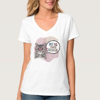 T-shirt Chat Drôle avec Lunettes "Mon QI > Votre Drame" -