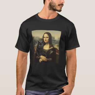 T-shirt Chat Drôle Avec Mona Lisa Kitty Portrait Art Paint