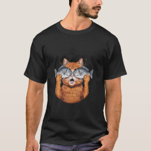 T-shirt chat drôle avec poisson incroyable chaton pour per