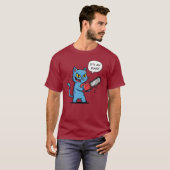 T-shirt Chat Drôle avec Tronçonneuse (Devant entier)