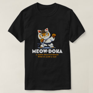 T-shirt Chat drôle Blanc et Brown Judo Ceinture noire