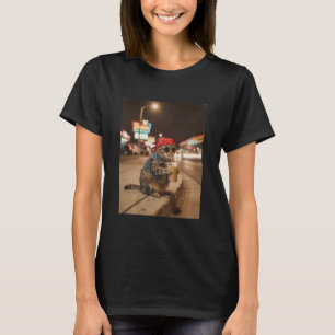 T-shirt Chat Drôle Buvant Café Glacé Mèmes Chats Hommes Fe