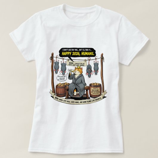 T-shirt chat drôle célébrant 2026 (Design devant)