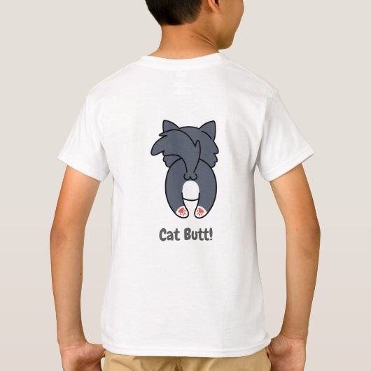 T-shirt Chat drôle Chemise Chat Feu avant Chat Butt (Dos)