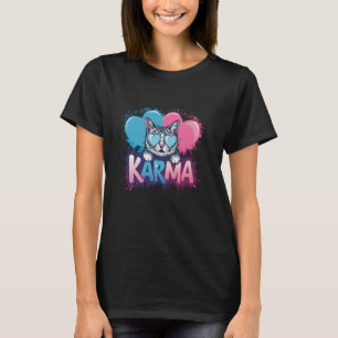 T-shirt chat drôle coeur , Karma, pour les enfants filles