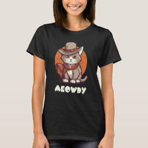 T-shirt Chat Drôle Cowboy Cowgirl Meow Howdy Meowdy