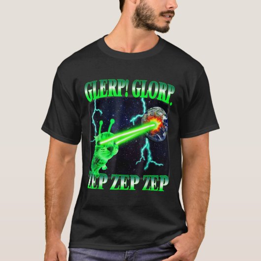 T-shirt Chat drôle d'alien mème Glerp Glorp Gnarp Chat Drô (Devant)