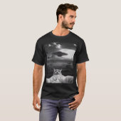 T-shirt Chat drôle d'alien Ufo (Devant entier)