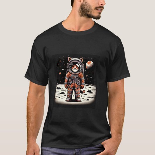 T-shirt Chat drôle d'astronaute Chat spatial sur la Lune C (Devant)