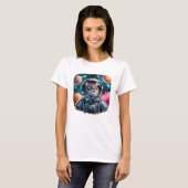 T-shirt Chat drôle d'astronaute dans l'espace (Devant entier)