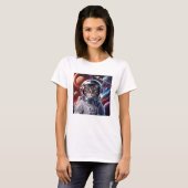 T-shirt Chat drôle d'astronaute dans l'espace (Devant entier)