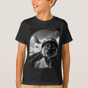 T-shirt Chat drôle d'avion à réaction pilote selfie siamoi