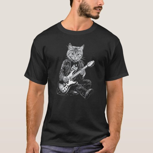 T-shirt Chat drôle de guitare 1 (Devant)