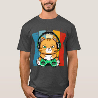 T-shirt Chat drôle de jeux vidéo Chat amateur Kawaii vinta