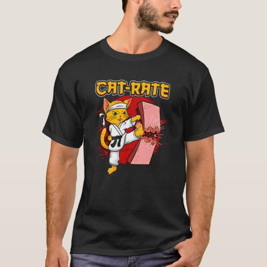 T-shirt Chat drôle de karaté ceinture noire (Devant)