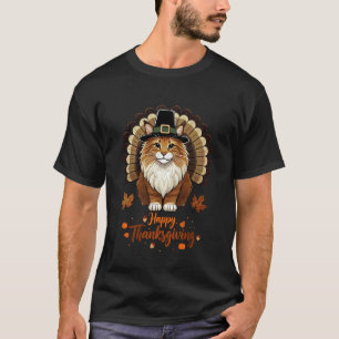 T-shirt Chat drôle de Maine Coon avec des plumes de dinde