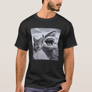 T-shirt Chat drôle de surf selfie avec requin Meme