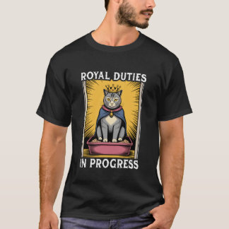 T-shirt Chat Drôle Devoirs Royaux En Cours Bac à Litière D