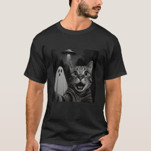 T-shirt Chat drôle d'Halloween selfie avec un vaisseau spa