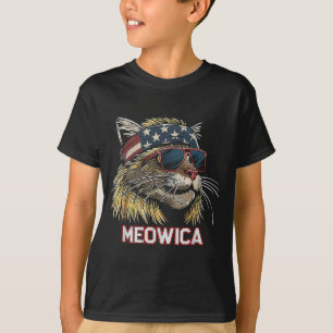 T-shirt Chat - Drôle du 4 juillet Drapeau américain Fête d