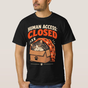 T-shirt Chat Drôle Endormi dans une Boîte Accès Humain Fer