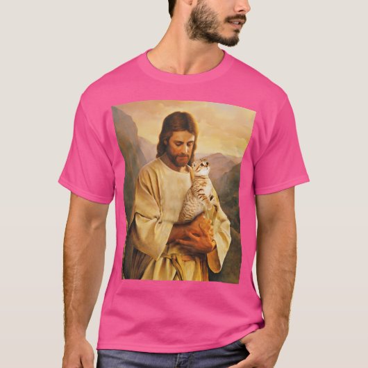 T-shirt Chat Drôle Et Lover Jésus (Devant)