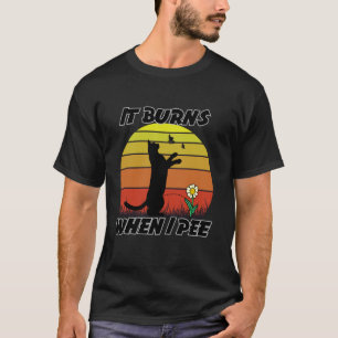 T-shirt Chat drôle et papillon Ça brûle quand j'urine
