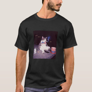T-shirt Chat drôle fumant cigarette bière Gen Z 4 juillet