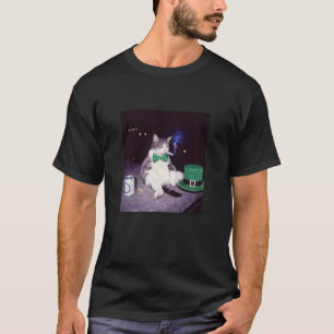 T-shirt Chat Drôle Fumant Cigarette Bière Gen Z St Patrick