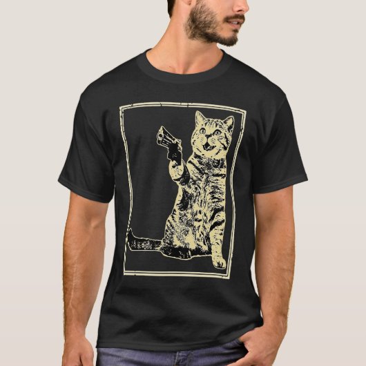 T-shirt Chat drôle Gun Kitty (Devant)