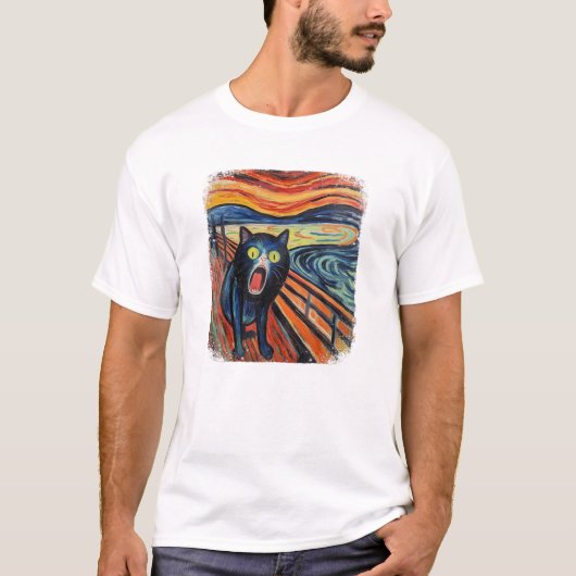 T-shirt chat drôle hurle par Edvard Expressionnisme (Devant)