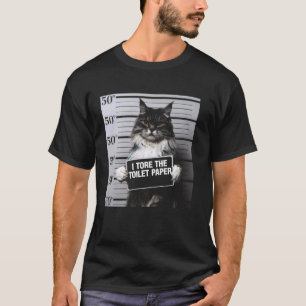 T-shirt Chat Drôle J'ai Déchiré Le Papier Toilette Humour 