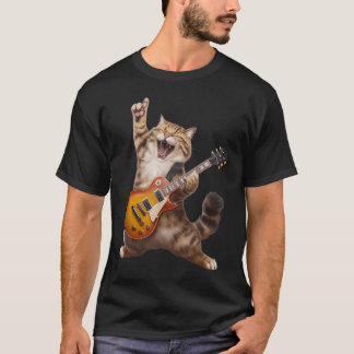 T-shirt Chat Drôle Jouant de la Guitare Guitariste Rock An