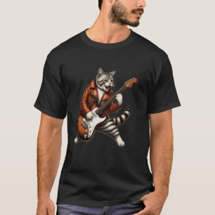 T-shirt Chat Drôle Jouant Guitare Chat Guitariste Rock Sta