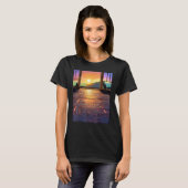 T-shirt Chat drôle longue fenêtre avec sol (Devant entier)
