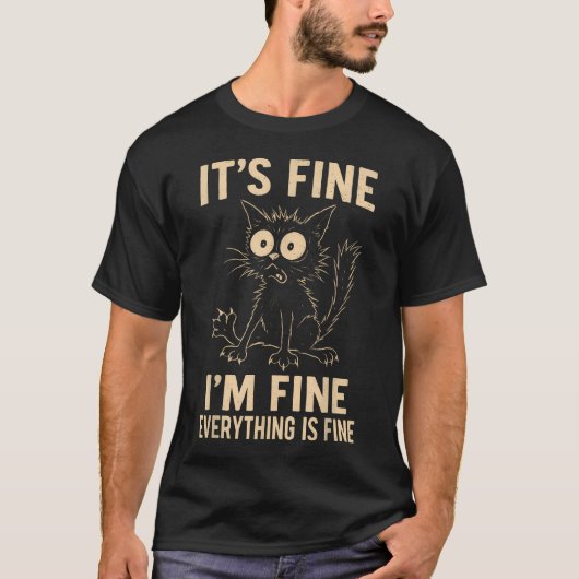 T-shirt Chat Drôle Mème Fou et Bizarre (Devant)