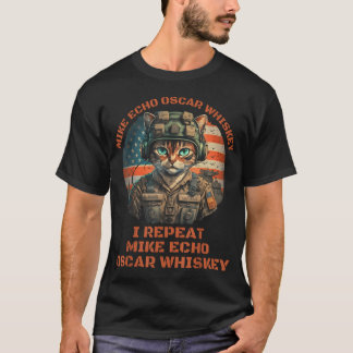 T-shirt Chat Drôle Militaire Mike Écho Oscar Foxtrot