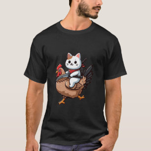 T-shirt Chat drôle montant un chat en smoking sur un poule