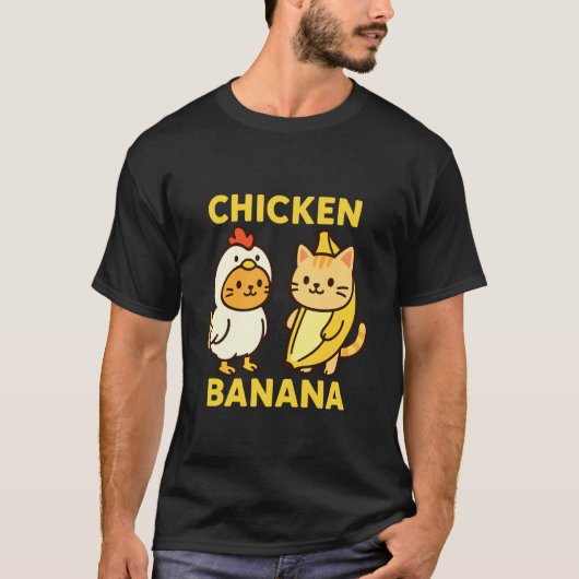 T-shirt Chat drôle poulet banane (Devant)