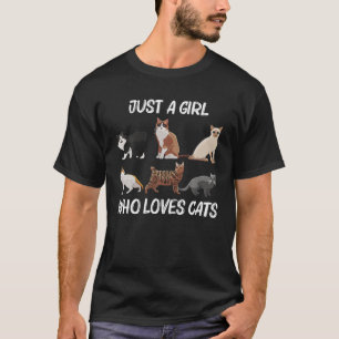 T-shirt Chat Drôle Pour Filles Enfant Amoureux des chats C